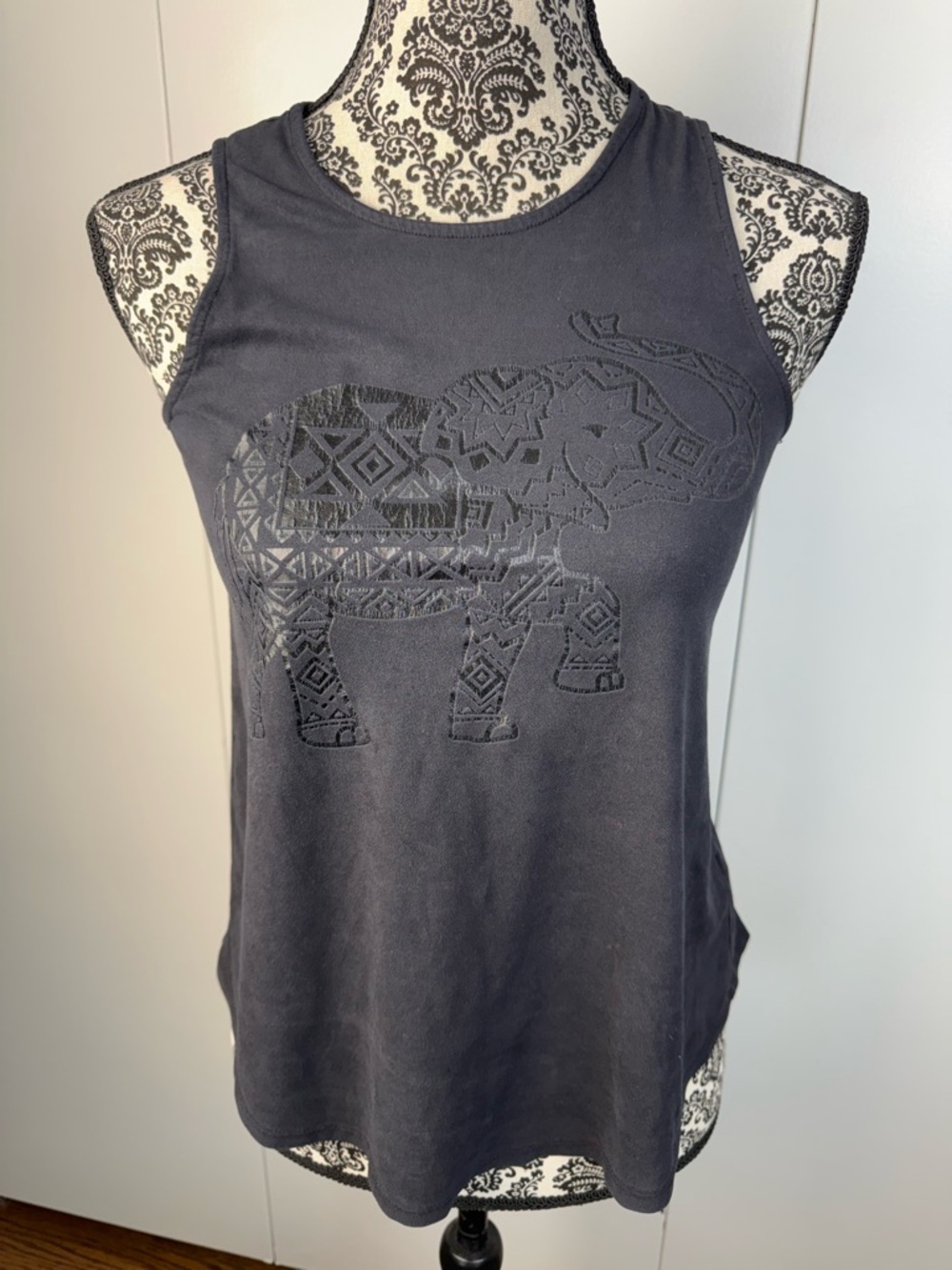 Justice Black Sleeveless Elephant Tank Top